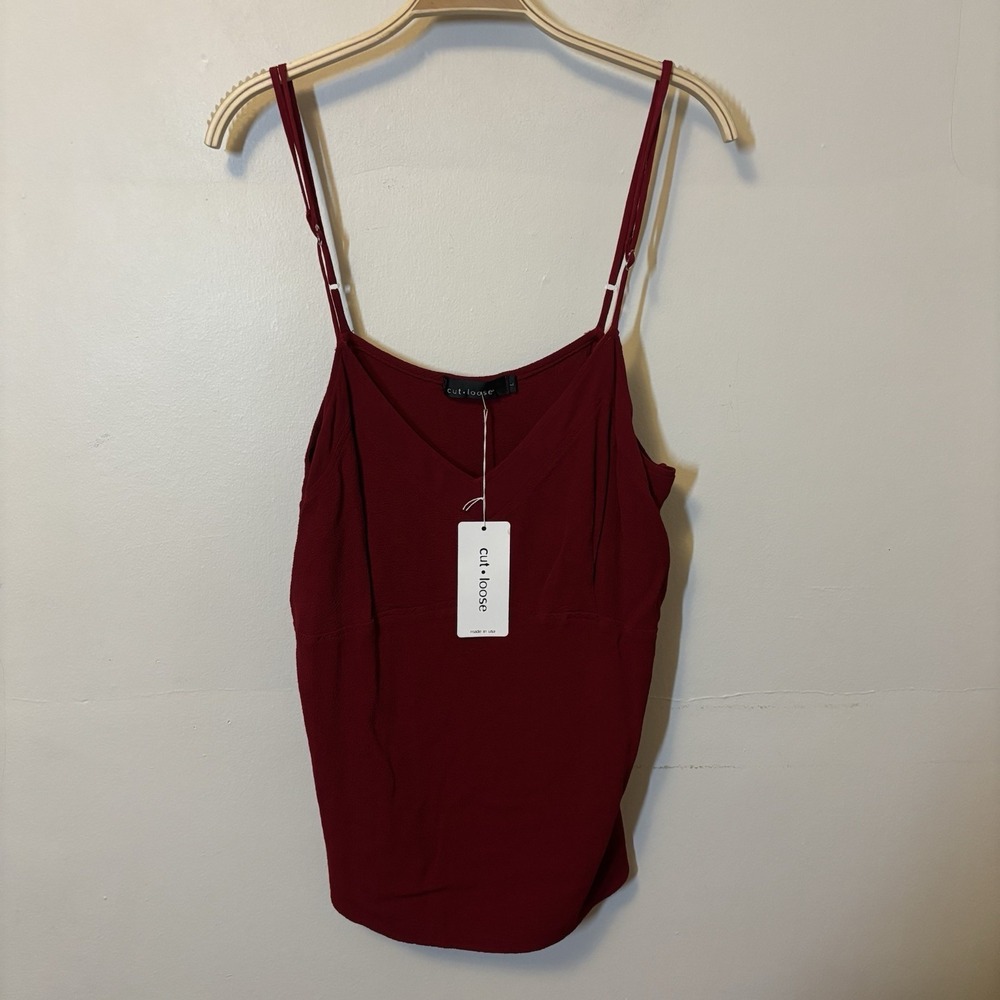 NEW Cut Loose Cami Tank Top Lightweight Lagenlook Red L Babydoll